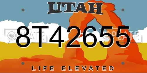 8T42655 Utah License Plate