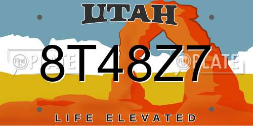 8T48Z7 Utah License Plate