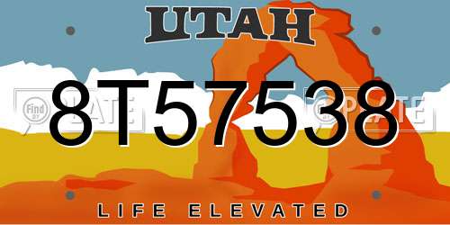 8T57538 Utah License Plate