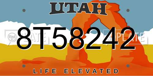 8T58242 Utah License Plate