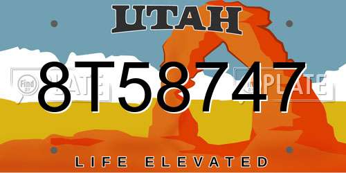 8T58747 Utah License Plate