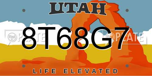 8T68G7 Utah License Plate