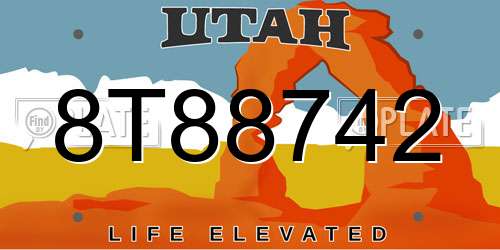8T88742 Utah License Plate