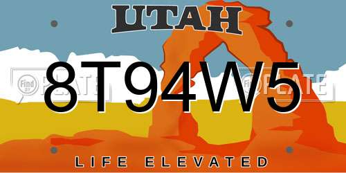 8T94W5 Utah License Plate