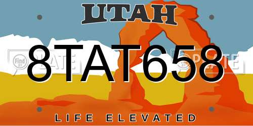 8TAT658 Utah License Plate