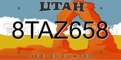 8TAZ658 Utah License Plate