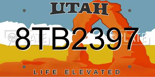 8TB2397 Utah License Plate