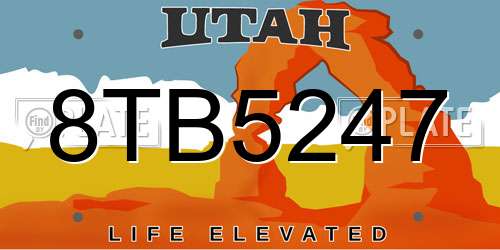 8TB5247 Utah License Plate