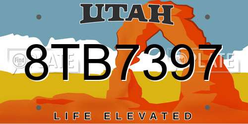 8TB7397 Utah License Plate
