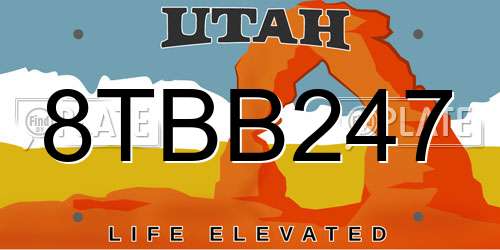 8TBB247 Utah License Plate