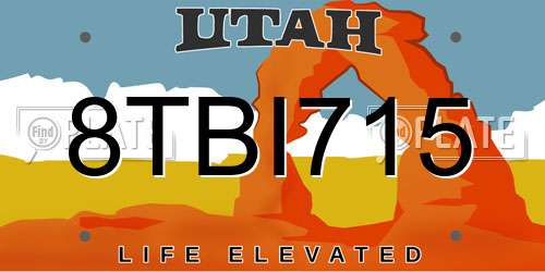 8TBI715 Utah License Plate