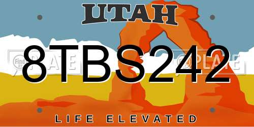 8TBS242 Utah License Plate