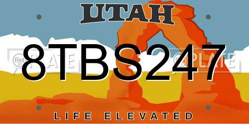 8TBS247 Utah License Plate