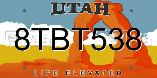 8TBT538 Utah License Plate