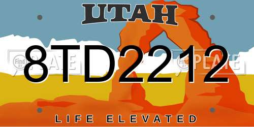 8TD2212 Utah License Plate