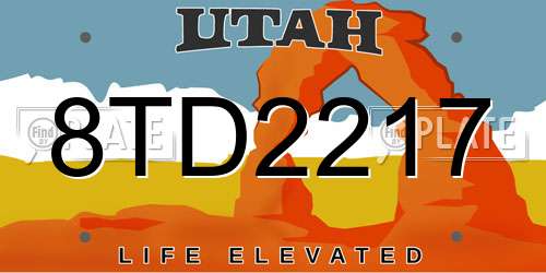 8TD2217 Utah License Plate