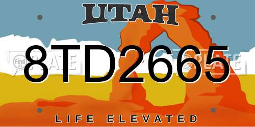 8TD2665 Utah License Plate