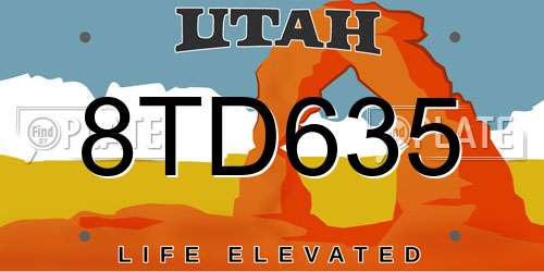 8TD635 Utah License Plate