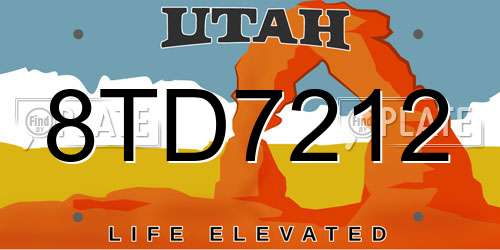 8TD7212 Utah License Plate