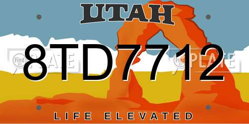 8TD7712 Utah License Plate