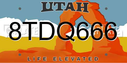 8TDQ666 Utah License Plate