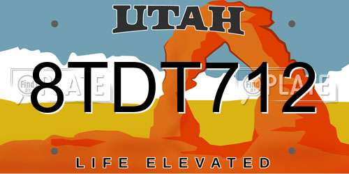 8TDT712 Utah License Plate