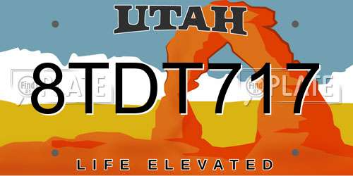 8TDT717 Utah License Plate