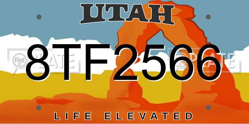 8TF2566 Utah License Plate