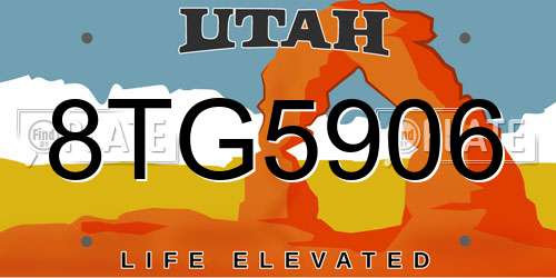 8TG5906 Utah License Plate