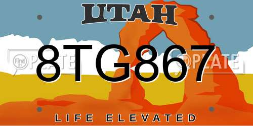 8TG867 Utah License Plate
