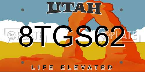 8TGS62 Utah License Plate