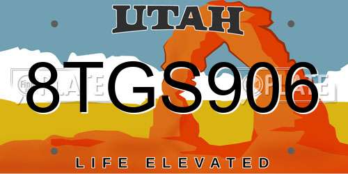 8TGS906 Utah License Plate