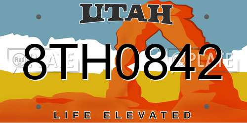 8TH0842 Utah License Plate