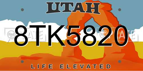 8TK5820 Utah License Plate