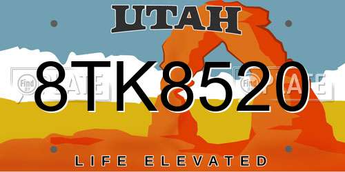 8TK8520 Utah License Plate