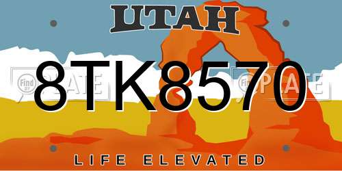 8TK8570 Utah License Plate