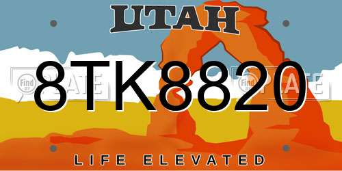 8TK8820 Utah License Plate