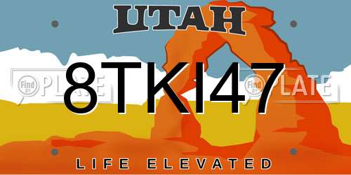 8TKI47 Utah License Plate