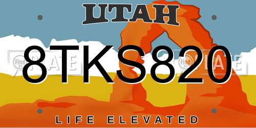8TKS820 Utah License Plate