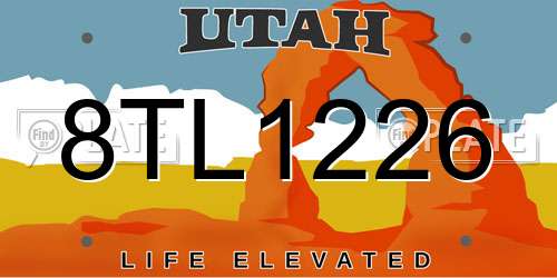 8TL1226 Utah License Plate