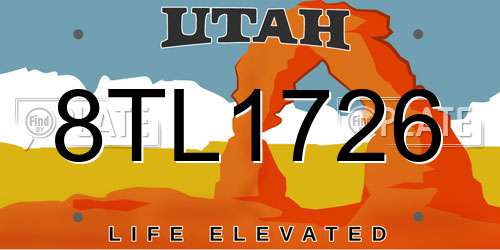 8TL1726 Utah License Plate