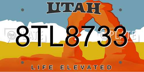 8TL8733 Utah License Plate