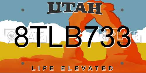 8TLB733 Utah License Plate