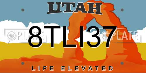 8TLI37 Utah License Plate