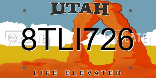 8TLI726 Utah License Plate