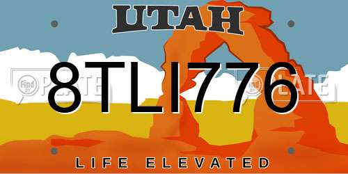 8TLI776 Utah License Plate