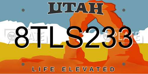 8TLS233 Utah License Plate