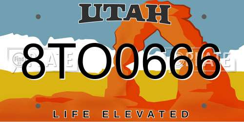 8TO0666 Utah License Plate