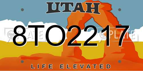 8TO2217 Utah License Plate
