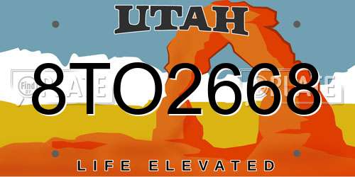 8TO2668 Utah License Plate